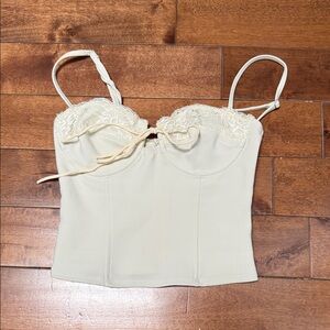 Edikted Cream Lace Bustier Tank Top